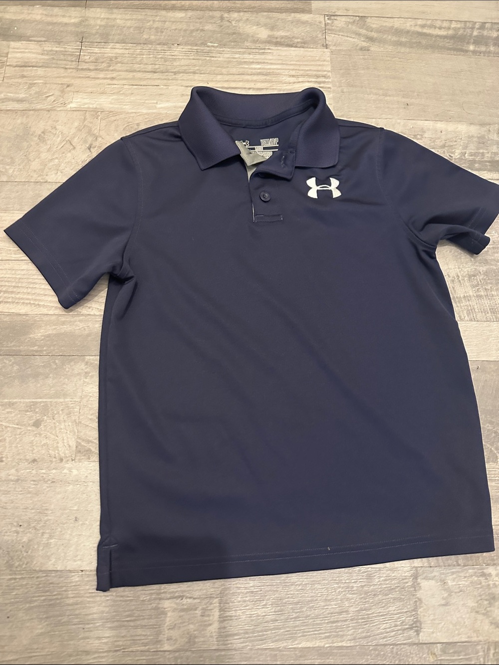 Under Armour Navy Polo with White Logo - Boys Short Sleeve
